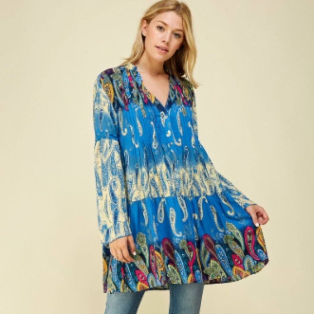 Multi colors Blues Plus Size 1X